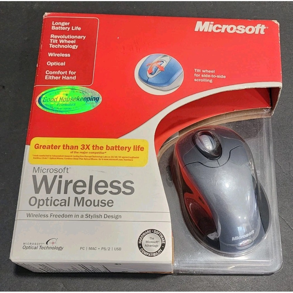 Microsoft Wireless Optical Mouse w/Tilt - Black Color‎ USB - New/Factory Sealed
